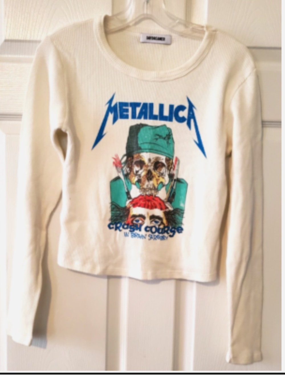 Daydreamer Cream Metallica Crash Course Graphic Long Sleeve Tee